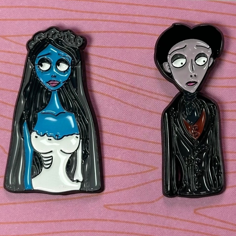 Corpse Bride Enamel Pins Set Emily Victor Halloween Goth Lapel Brooch‎ Pins